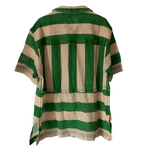 We The Free People Del Mar Cabana Shirt Green Tan Stripe NWOTs size large - Picture 11 of 13
